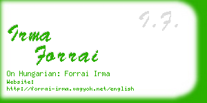 irma forrai business card